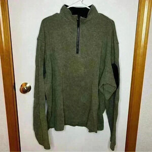 Orvis 1/4 Zip Pullover Sweater Men XL‎ Green Patch Zipper Cotton Casual